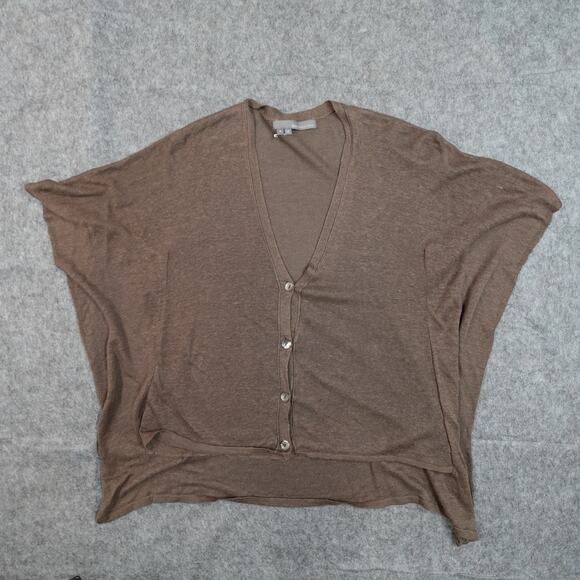 360Sweater Top Womens Small Linen Knit V-Neck Beachy Lagenlook Slouchy Brown - Picture 1 of 9